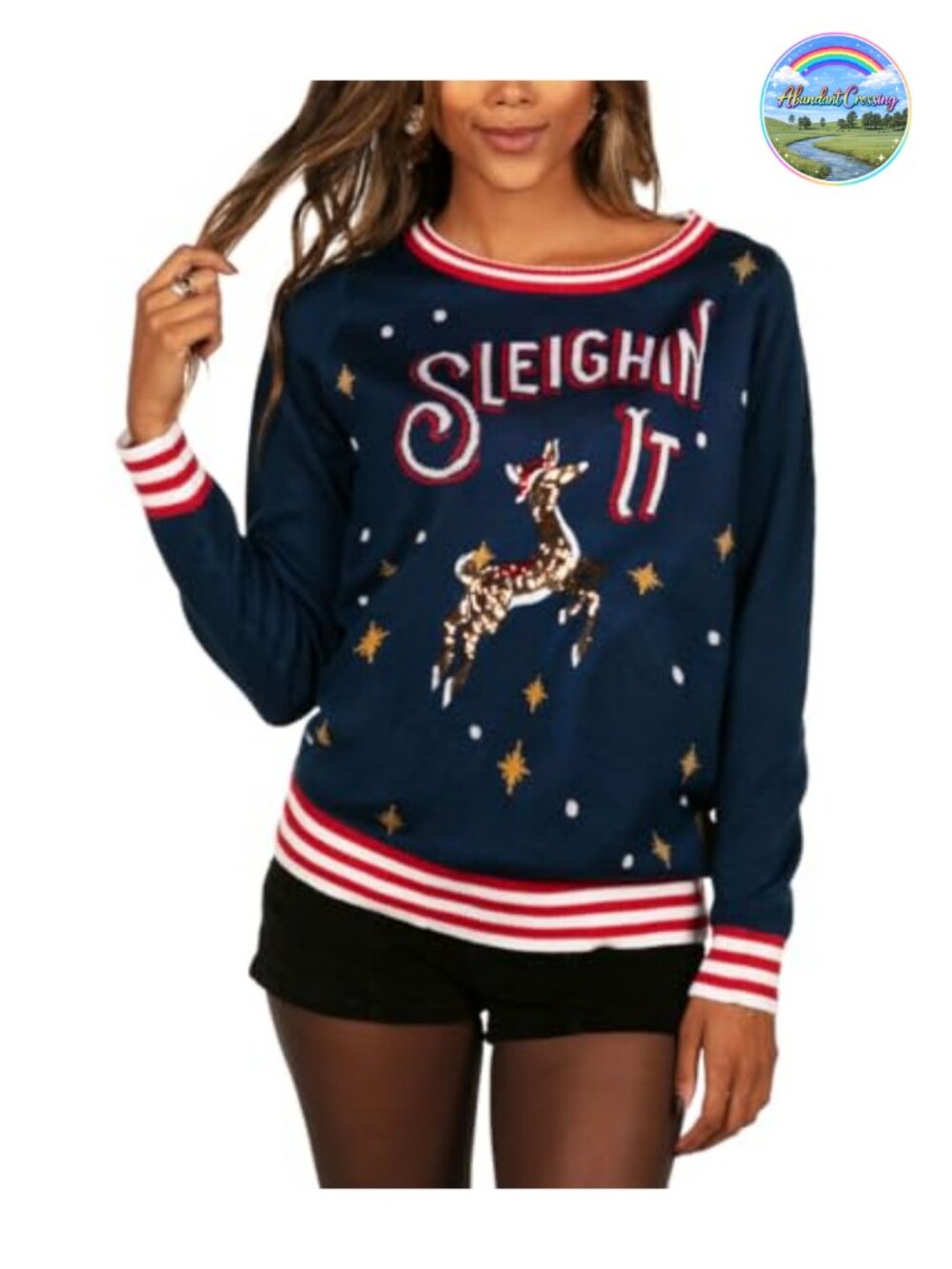 Tipsy Elves Women's Ugly Christmas Sweater Embellished Sequin Pullover